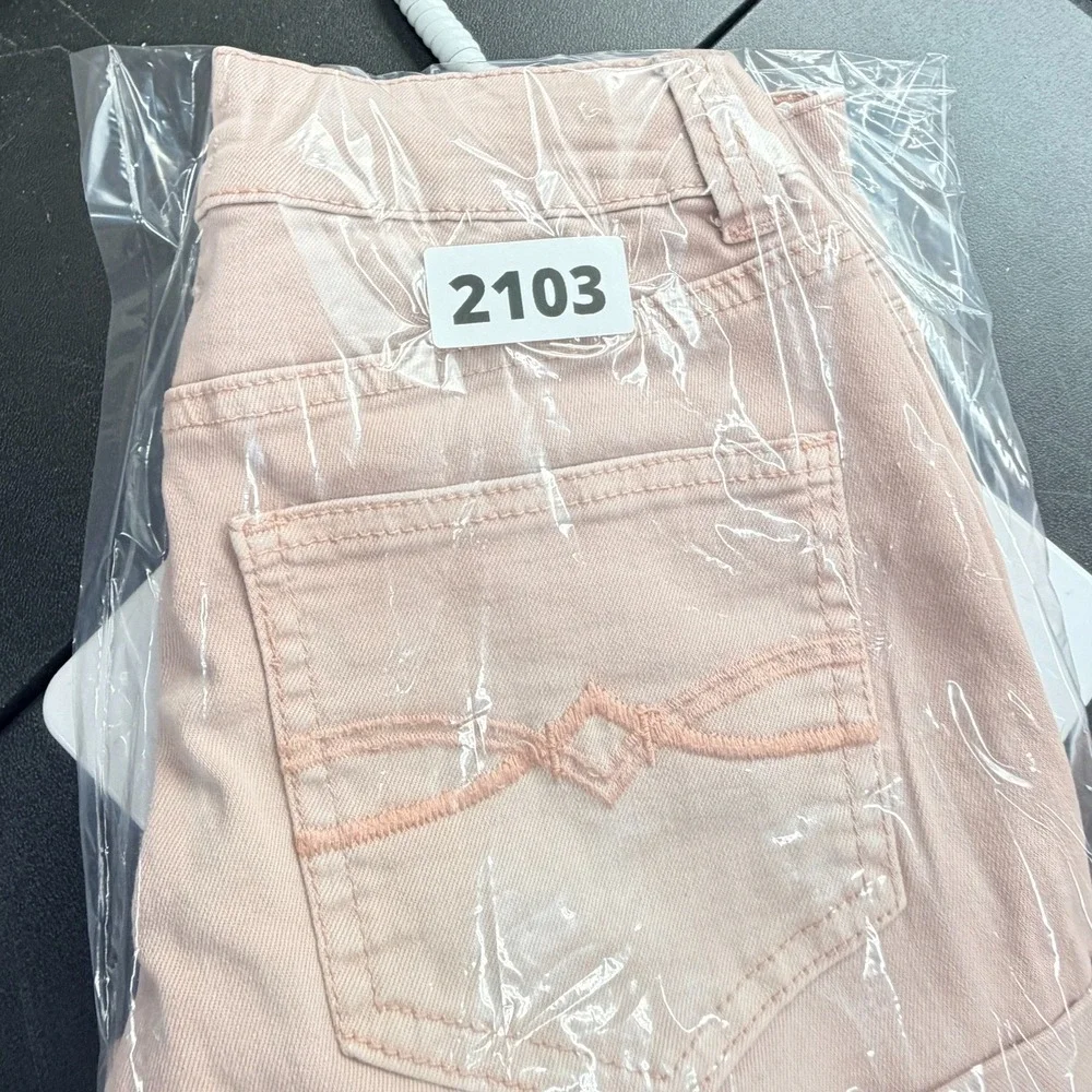 Mudd FLX Stretch Denim Womens Size 1 Jean Shorts Faded Pink Embellished Pockets
